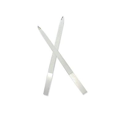 Imagem de 2 peças de arquivos de manicure de diamante de metal de dois lados para unhas esmaltadas, remove as ranhuras de unhas, lixa de unhas e conjunto de buffer para kit de manicure de pedicure.