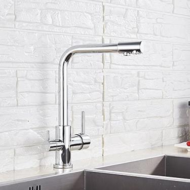 Imagem de Torneira de filtro de água torneira de cozinha torneira de água potável torneiras rotativas de purificação de água para guindastes misturador de pia de cozinha, torneira cromada, China