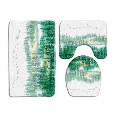 Imagem de Tapete de banho de bambu de tinta estilo chinês 3 conjunto de plantas pintadas à mão tapetes de banheiro tapete de banheira tapetes higiênicos antiderrapantes produtos de banheiro, 1091x, 3 peças tapetes, 400mmx600mm