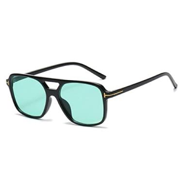 Imagem de Óculos de sol quadrados grandes retrô femininos masculinos moda pontes duplas óculos de sol UV400 tons populares, preto verde, um