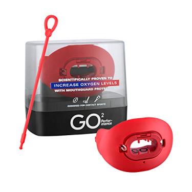Imagem de Protetor de boca e lábios de futebol esportivo GO2 com fluxo de ar máximo para maior oxigênio e resistência. Inclui garantia odontológica feita nos EUA, vermelho