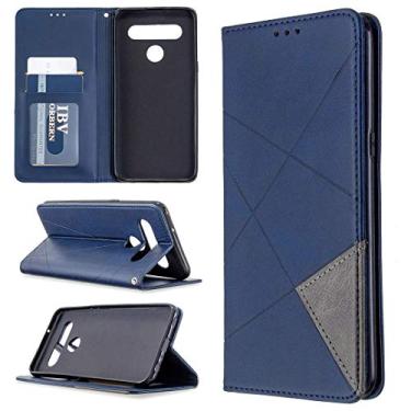 Imagem de YUNCHAO Caixa de telefone Para LG K61 Rhombus Texture Horizontal Flip Capa de Couro Magnético com Suporte e Slots de Cartão e Carteira capa para celular