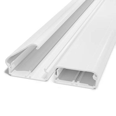 Imagem de Cabo de TV para cabo de corrida na parede, sistema de gerenciamento de cabos de 31,5 polegadas para corretivo de cabo, canal de capa de cabo branco para impressão para TV montada na parede, hidrômetro de fio de alto-falante, 2x C 15,7 cm L 1,5 cm A 0,7 cm