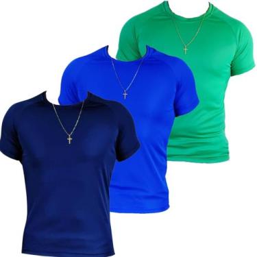 Imagem de Kit 3 Camiseta Masculina Blusa Academia Fitness Slim - Divine