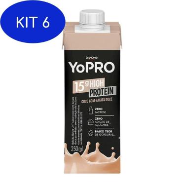 Imagem de Kit 6 Yopro Danone 15G High Protein Coco Com Batata Doce 250Ml