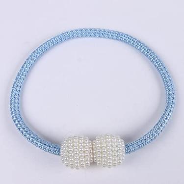 Imagem de Cinta de cortina de corda grossa com fivela de pérola sem instalação de cortina de corda de cortina acessórios de fivela magnética acessórios de cortina tiebacks, T7,4 pcs