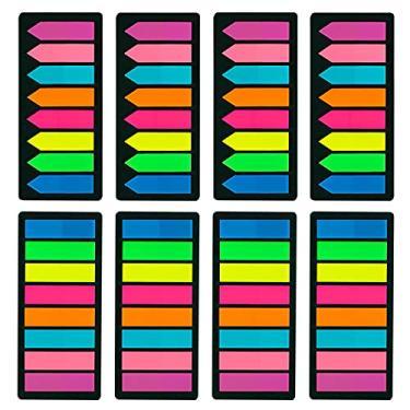 Imagem de Marcadores de página neon coloridos – 1280 peças de abas de índice, incluindo 2 desenhos, 8 cores brilhantes – marcadores de página de flecha, notas adesivas para ler, estudar, escritório, escola, cola com segurança, remove de forma limpa