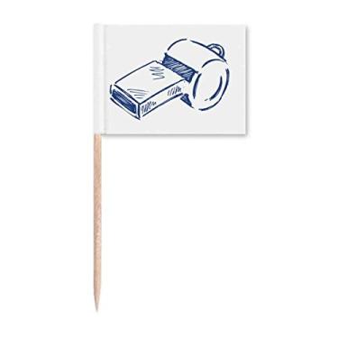 Imagem de Apito de futebol de desenho animado azul futebol palito de bandeira marcador topo decoração de festa