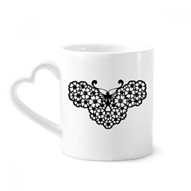 Imagem de Caneca Borboleta com Asas Florais Caneca de Café Cerâmica Copo de Coração de Vidro