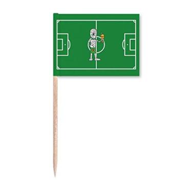 Imagem de Bandeiras de palito de dente do troféu múmia de futebol do Brasil, enfeite de festa
