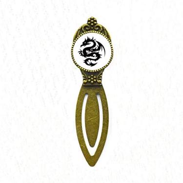 Imagem de Marcador de página retrô com silhueta de grão de arte de dragão animal