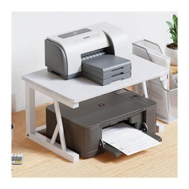 Imagem de KIZQYN Suporte de impressora de mesa Suporte de impressora de madeira Prateleira de armazenamento moderna Organizador de livros de escritório Rack de armazenamento de mesa Impressora Armário de colocação Impressora Impressora de mesa (Cor: B-2layers-48 * 30 * 27cm)