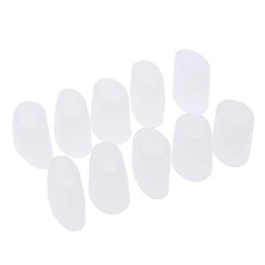 Imagem de Prettyia Pacote com 10, protetores de dedos de gel de silicone, protetores de dedos abertos, protetores para dedos do martelo – branco, conforme descrito