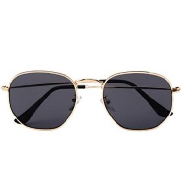 Imagem de Óculos De Sol Uva Hexagonal Preto Com Dourado - Palas Eyewear
