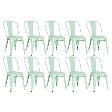 Imagem de Loft7, Kit 10x Cadeiras Iron Tolix Design Industrial em Aço Carbono, Sala de Jantar, Cozinha, Bar, Restaurante e Varanda Gourmet - Verde Claro