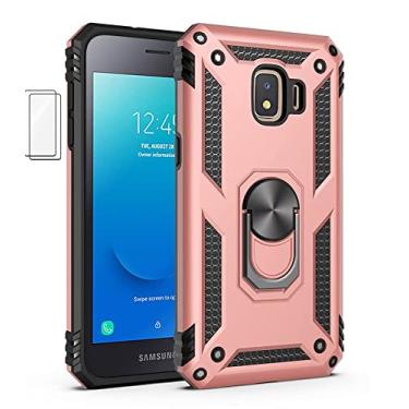 Imagem de Capa para Samsung Galaxy J2 Core (2020) Capinha com protetor de tela de vidro temperado [2 Pack], Case para telefone de proteção militar com suporte para Samsung Galaxy J2 Core (2020) (Ouro rosê)