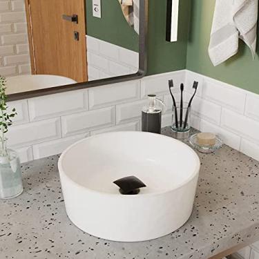 Imagem de Cuba Pia Banheiro Serena e Valvula Inox Click Black Cor: Branco