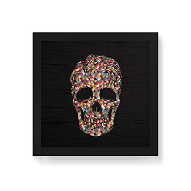 Imagem de Arte Maníacos Quadro Decorativo em Madeira Caveira Triangulos - 30x30cm (Moldura caixa em laca preta)