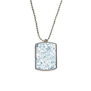 Imagem de DIYthinker Colar com pingente de corrente de aço inoxidável com tabela de mecânica eletromagnética azul