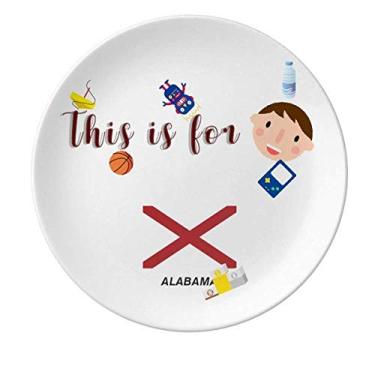 Imagem de Bandeira do Estado Americano Contorno de Pratos de Porcelana dos Estados Unidos Jantar Redondo Prato Masculino