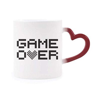 Imagem de Caneca cinza preta Game Over Pixel sensível ao calor Caneca vermelha muda de cor