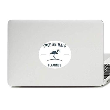 Imagem de Adesivo de notebook com desenho animado flamingo animal azul contorno vinil emblema gráfico laptop decalque