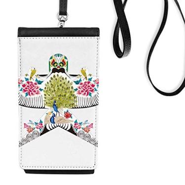 Imagem de Carteira de celular Kite com estampa tradicional da cultura chinesa para pendurar bolso preto