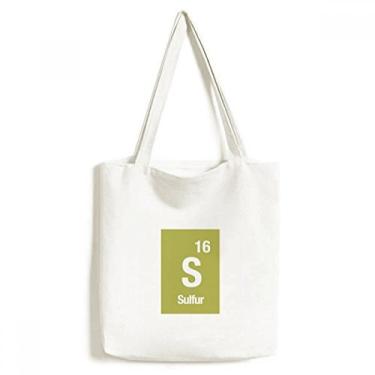 Imagem de S Sulfur bolsa de lona com elemento químico ciência bolsa de compras casual bolsa de mão
