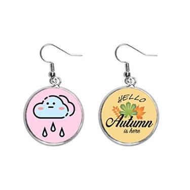 Imagem de Brinco de folha de outono com estampa de chuva de animação