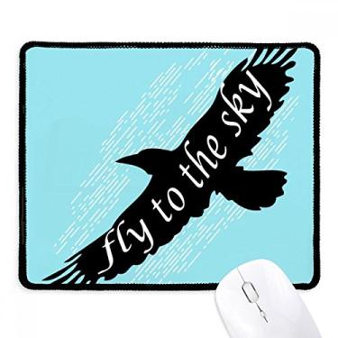 Imagem de Mousepad preto com contorno de águia natural borda costurada tapete de borracha para jogos