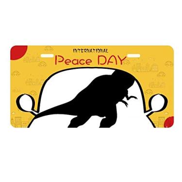 Imagem de DIYthinker Placa de carro Dinosaur Bones Tiranossauro Rex Placa de carro Decoração Dia da Paz