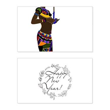 Imagem de Vestidos femininos africanos aborígenes negros, festivais de ano novo, cartão de felicitações, mensagem de abençoe presente