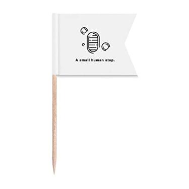 Imagem de Pegadas de progresso de significado simbólico, bandeiras de palito de dentes, marcação de rotulagem para festas de bolo, comida de queijo