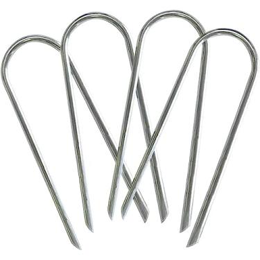 Imagem de Uniprime Trampoline Stakes âncoras em forma de U metal pesado - estacas longas de treliças de vento moído para objetivos de futebol, barracas de acampamento, decoração de jardim (pacote com 4 estacas de vento de 30 cm)