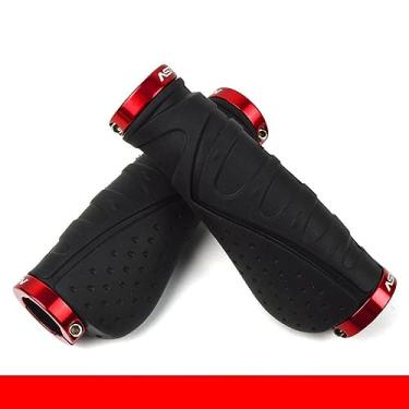 Imagem de Punhos de guidão de bicicleta Alça de torno de liga de alumínio Equipamento de guidão de bicicleta de montanha Acessórios de bicicleta (preto-vermelho)