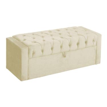 Imagem de Báu Calçadeira Emma 195cm Suede Marfim - Vallisa Decor