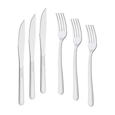 Imagem de Kit - Jogo De Faca E Garfo Buzios 48 Peças Em Aço Inox Ibag - Tramontina