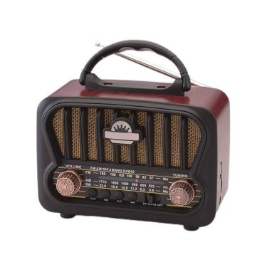 Imagem de Caixa De Som Rádio Retrô Bluetooth Recarregável Am Fm Preto