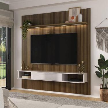 Imagem de Painel 1,83 mt Para Tv de até 75 Polegadas Impressão 3D Ripado Atenas Pinho Ripado C/of...