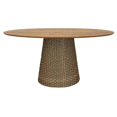 Imagem de Mesa De Jantar Cone Oval 198x122 Cm Tampo Antíqua Base Fibra Sintética Cor Marrom
