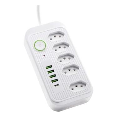 Imagem de Filtro De Linha Bivolt Extensão Segurança 5 Tomadas 5usb Regua Cabo