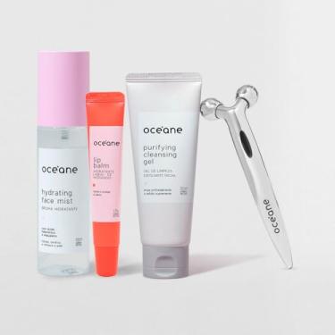 Imagem de Kit Gel de Limpeza Facial Massageador + Bruma Hidratante + Hidratante Labial