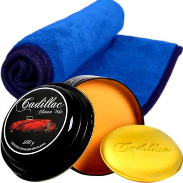 Imagem de Cera Limpadora Automotiva Cleaner Wax 300g Cadillac + Toalha 2 Lados 600gsm Vonixx