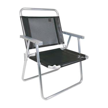 Imagem de Cadeira De Praia Oversize 140kg Alumínio Reforçada Larga Mor Cor:preto Preto
