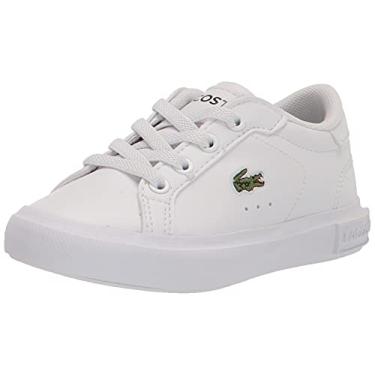 Imagem de Lacoste Tênis infantil unissex Powercourt, Branco/brilhante/tronco/maçapão/azul java, 17