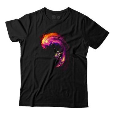 Imagem de Camiseta Astronauta Surfando No Espaço Camisa Unissex Algodão - Estudi