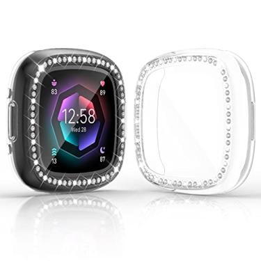 Imagem de RICHONE Pacote com 2 capas protetoras de tela compatíveis com Fitbit Versa 4 e Sense 2 (2022), acessórios para smartwatch com amortecedor de TPU macio (transparente + transparente, Versa 4 e Sense 2)
