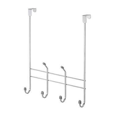 Imagem de Porta Toalha 6 Ganchos Toalheiro Cromado Suporte de Porta Box Sem Furo