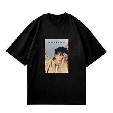 Imagem de Camiseta Jungkook Solo Golden Photo Print K-pop Merchandise Support para fãs de Jeon Jung-kook, Preto C, 3G