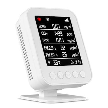 Imagem de CIADAZ Monitor de qualidade do ar interno Tuya App WiFi Detector de formaldeído CO2 PM2.5 PM10 Testador TVOC Type-C Detector doméstico recarregável profissional Medição de temperatura e umidade Sensor